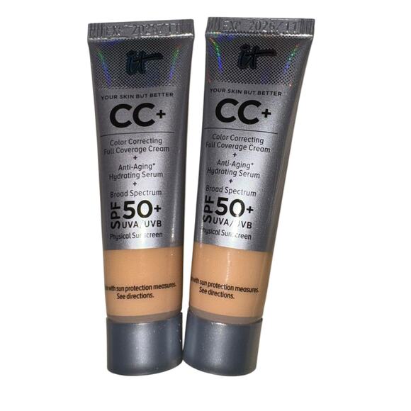 It Cosmetics CC Full Coverage Foundation SPF 50 Light/Med Travel  2 Pack Luxury - Picture 5 of 8